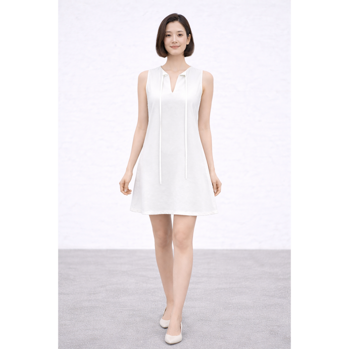 여성 여름 미니원피스 A라인 민소매 플레어 데일리룩 화이트블랙