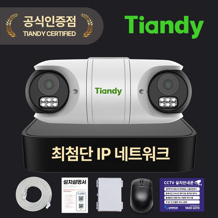 360도 상하좌우 양방향 티앤디 듀얼 200만화소 IP CCTV 녹화기 세트
