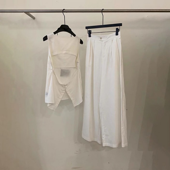 지고다그 여성 여름 린넨 민소매 투피스 세트 슬랙스 팬츠 ZXC41021