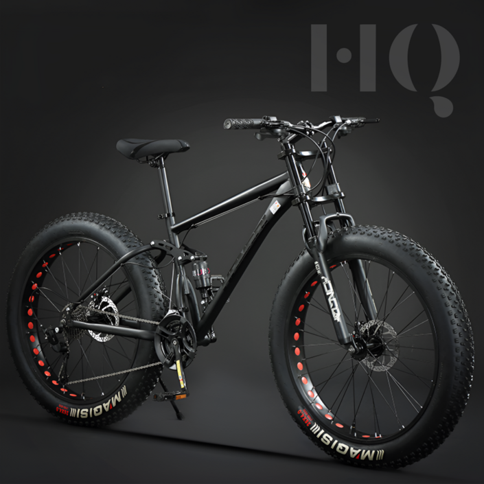 HQ 풀샥 팻바이크 오프로드 MTB 광폭 산악자전거, 다크그레이 스포크 휠, 1개