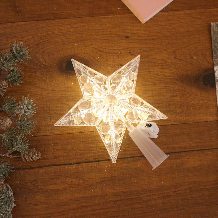 [해피인어스] LED 페블 트리 탑별 오너먼트 크리스마스 트리장식, 1개, 웜화이트