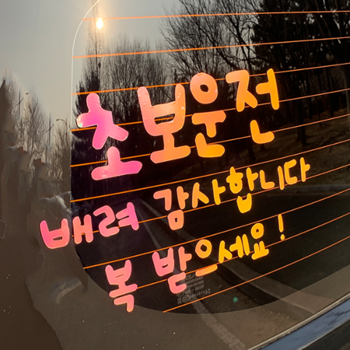 야광 초보운전 스티커 공손한 차량 차 초보, 야광옐로우핑크, 1개