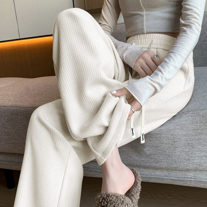 패션파트너 여성용 와플 코듀로이 골덴 바지 와이드 밴딩 팬츠 봄 가을 간절기 하의 4color