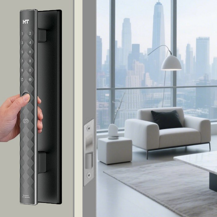 현대HT TDL-A5001F 지문인식 슬림형 즉시잠김 현관문 아파트 고급주택 도어락 번호키 설치 교체, 고객직접설치, TDL-5001F (지문+번호+카드)