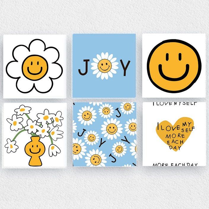 백앤아트 행복 행운을 부르는 스마일 캔버스 액자 6종 거실 아이방 카페 인테리어 그림 개업 집들이 카페 선물, 1개