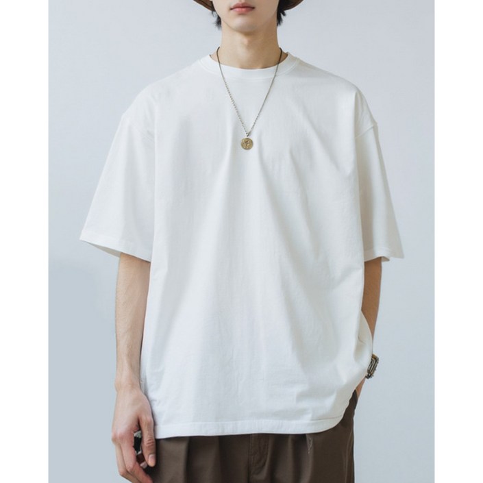 브로드쇼핑 코튼 16수 통기성 반팔 순면 무지 티셔츠 남녀공용