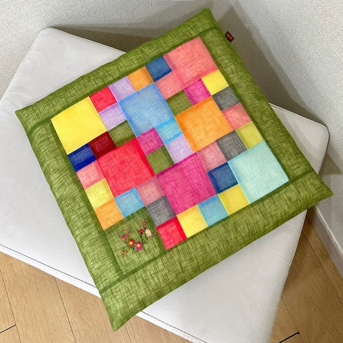 이도공예 전통 모시 꽃자수 방석커버 전통공예품 조각보 색동 집들이선물 인테리어장식소품 소파쿠션 매장 방석커버 단체선물