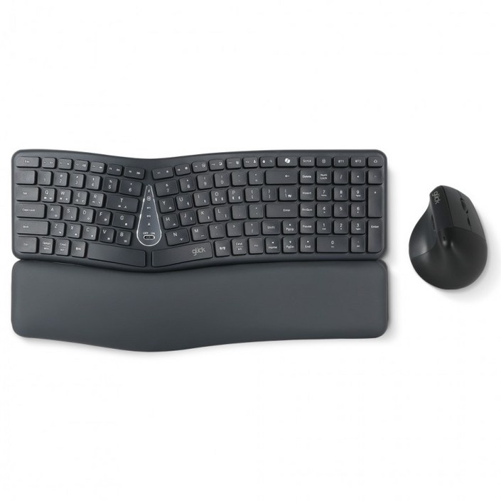 지클릭커 오피스프로 에르고M 무선 인체공학 키보드 버티컬 마우스 세트 EMK400 블랙, 상세페이지 참조, 인체공학