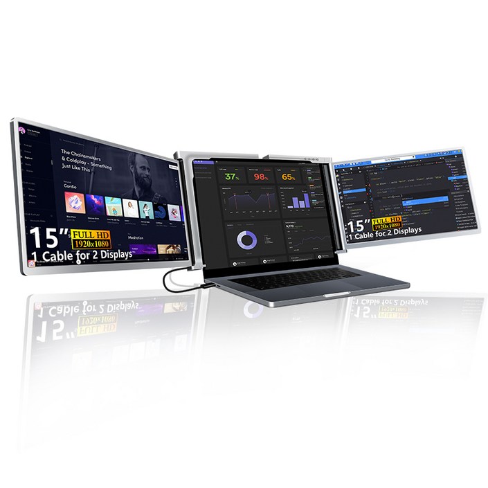 15인치 듀얼 스크린 모니터 림피아 LS600 싱글케이블 윈도우, 맥북 노트북용