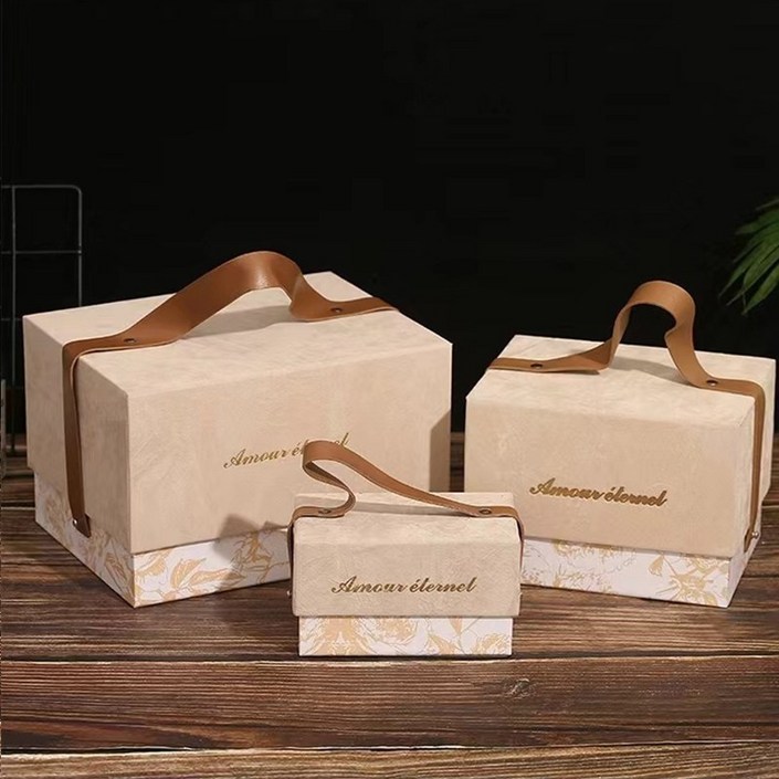 브로상회 견고한 버클과 손잡이가 있는 고급 답례품 선물상자, 1개, 샴페인골드