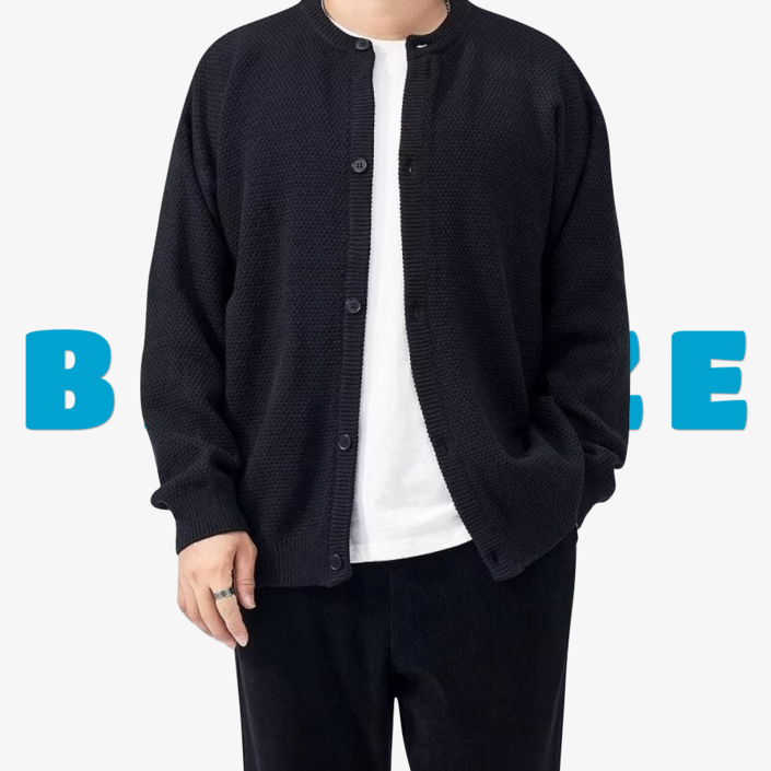 2XL5XL블루제이 빅사이즈 라운드넥 파인애플 니트 가디건