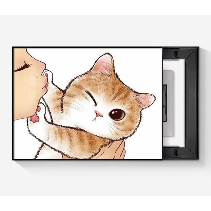 두꺼비집가리개 고양이 슬라이드형 그림액자 배전함가리개