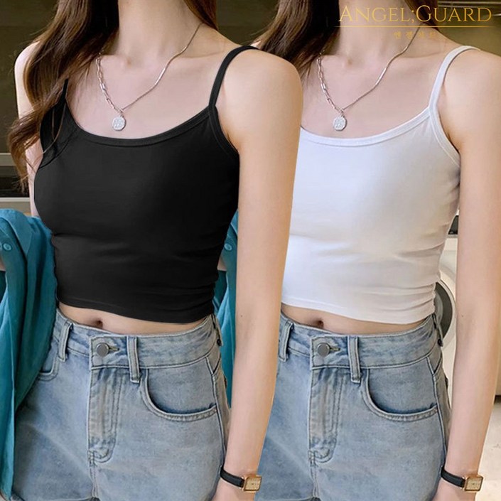 엔젤가드 원플원 끈나시 슬리브리스 탑 크롭나시 이너 민소매