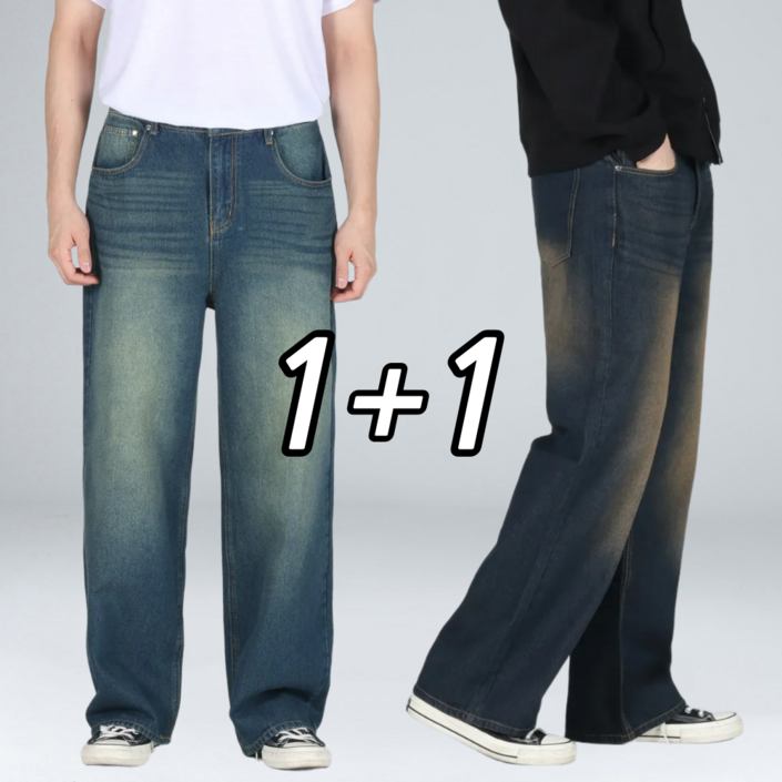 2장 세트 남성용 세미 와이드 데님 팬츠 청바지 빅사이즈 64772