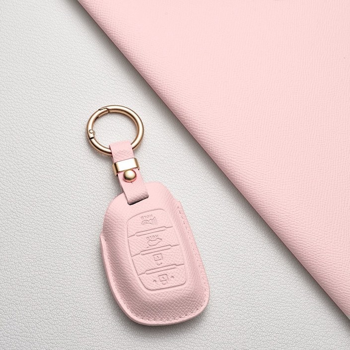 현대 현대 차량 전용 A4타입 신형 스마트키 가죽 케이스 더뉴 캐스퍼 쏘나타 아반떼, 투싼 아이오닉 호환, 현대/A4 타입, 피치핑크