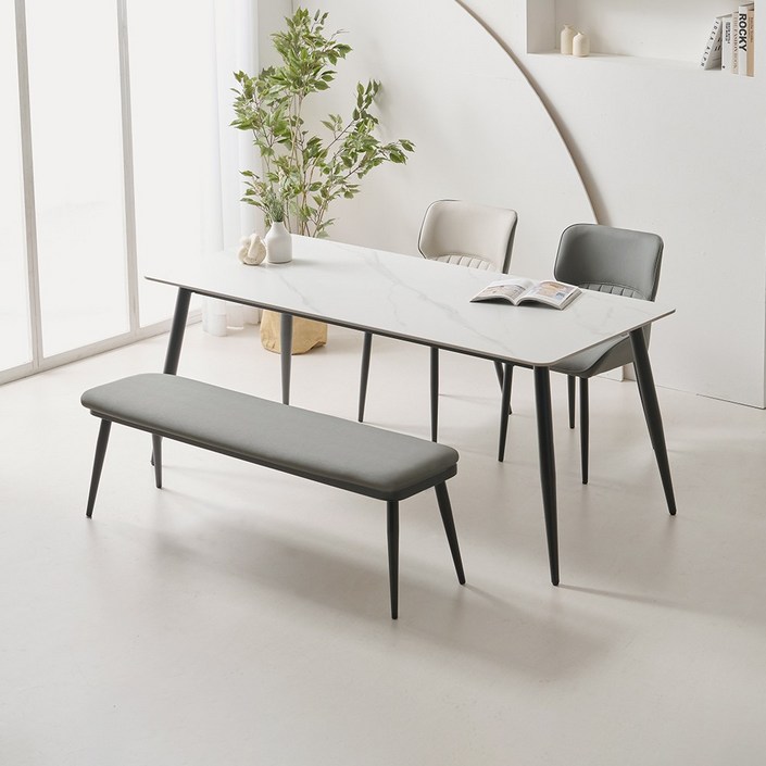 라로퍼니처 캐슬 1800 포세린 통 세라믹 6인 식탁 세트