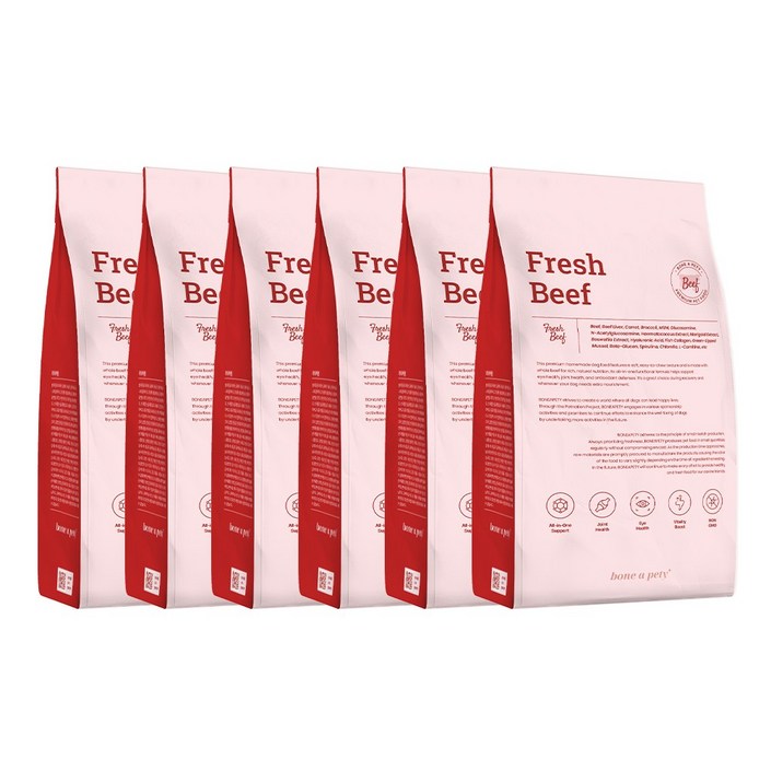 본아페티 플러스 강아지 소고기 수제사료 활력 종합 기능성 프리미엄 스팀사료, 소+간, 1kg, 6개