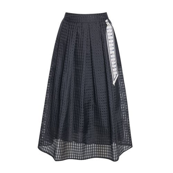 백화점 정품 JJ지고트 오간자 체크 볼륨 스커트스카프 GR6N0SK641