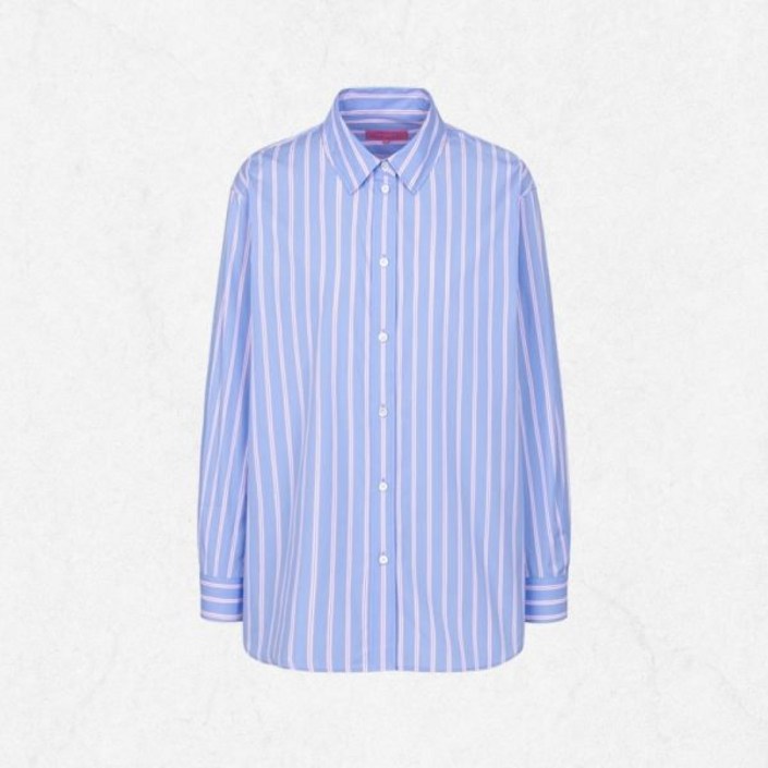 국내정품 빈폴 BEANPOLE LADIES B. my 클래식 스트라이프 오버핏 셔츠  블루 2413314