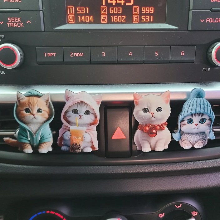 주니니몰 차량용 캐릭터 냥이 4종 피규어 새차선물, 1세트, 멀티컬러