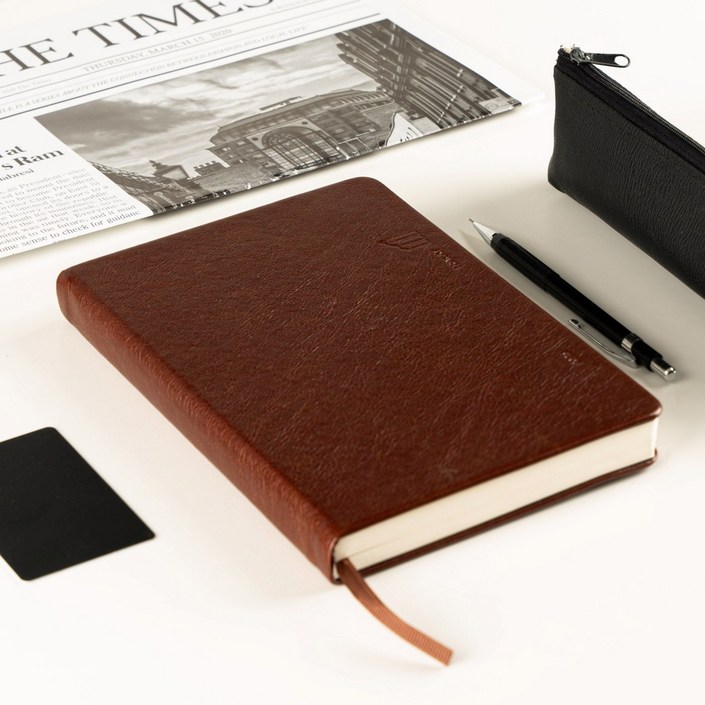 [2026 트래키 플래너] 프리미엄 가죽 양장 다이어리 A5, T브라운