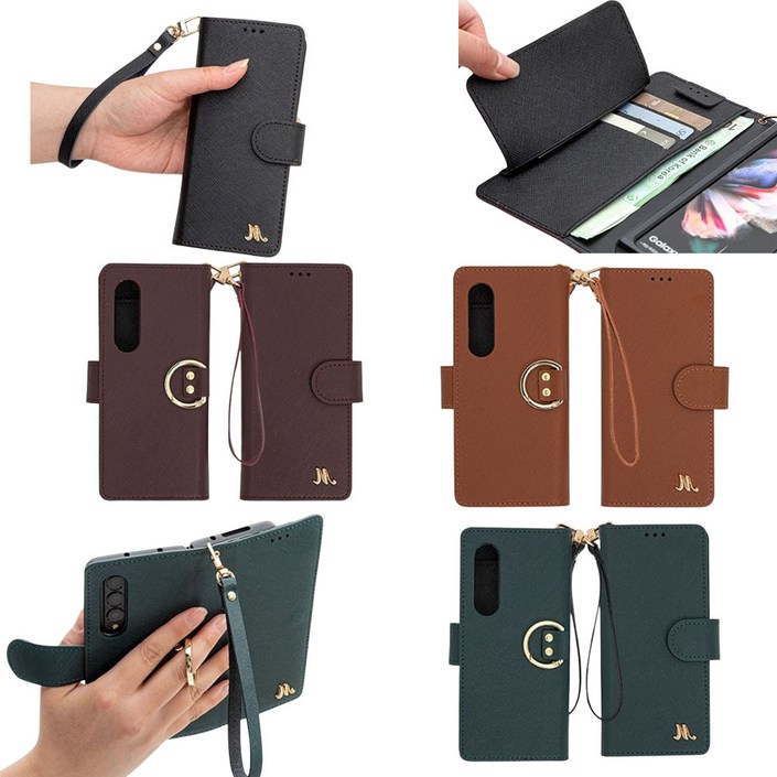Z폴드4 SMF936N  천연소가죽크릿클릿 손목스트랩 지갑형 카드지폐 수납 손가락 링고리 가죽 휴대폰 다이어리 케이스