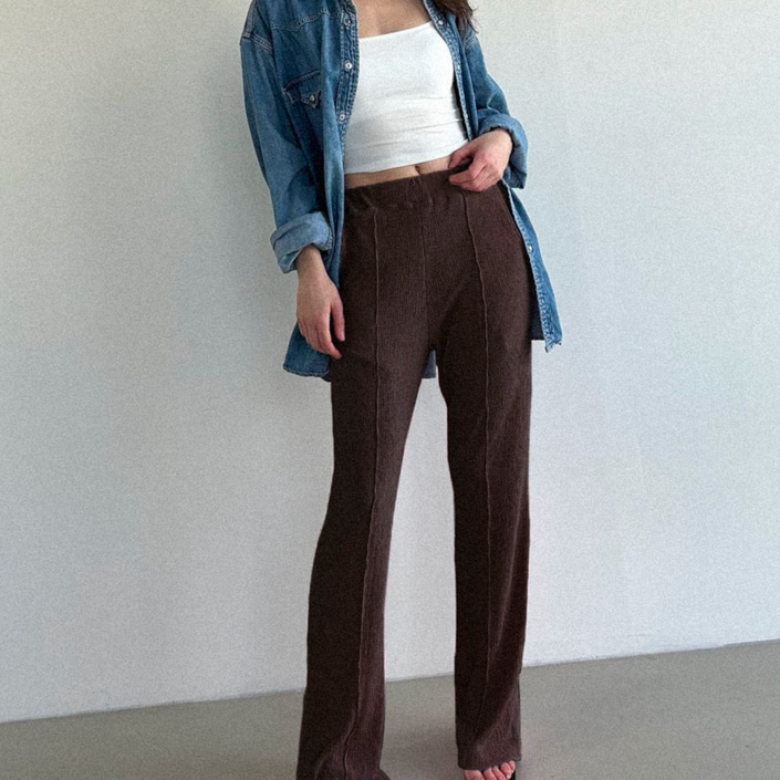 디바이브 여성 플리츠 슬림 밴딩 플리팬츠 시원한 여름 냉감 사계절 주름 바지