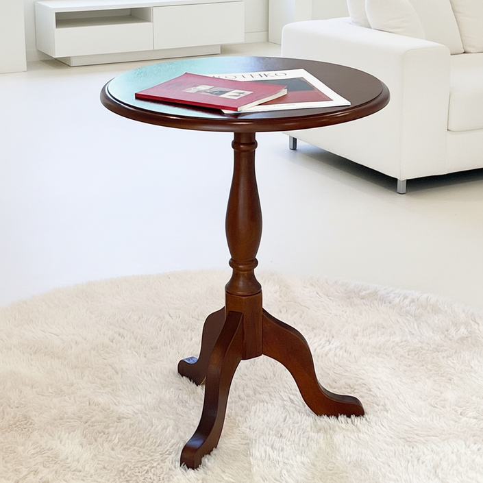 엔틱 레트로 원목 사이드테이블 나무 미니 원형 테이블 침대 협탁 베란다  JJ0116