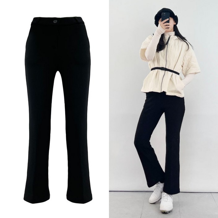 여자골프바지 겨울골프팬츠 올스판 압축기모 부츠컷팬츠 여성골프 밍크기모바지 여자 골프 스판 방풍 한겨울 원단 보온