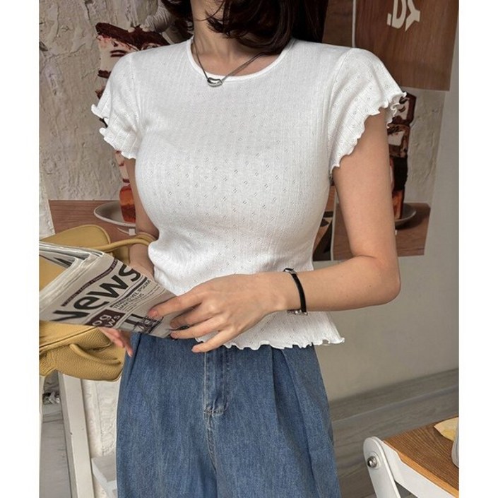 다바걸 말러펀칭러플반팔티 378020