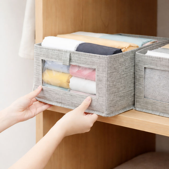 패브릭 수납정리함 린넨 리빙박스 1P