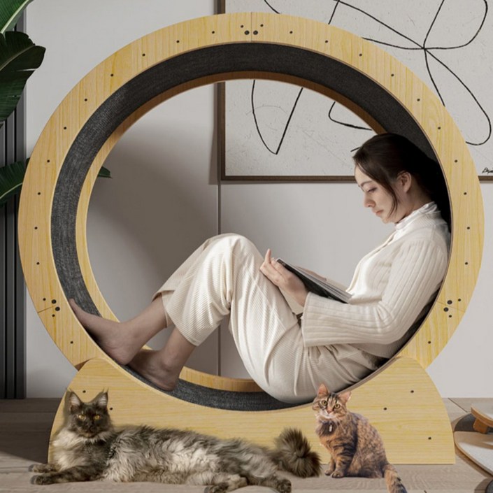 비와이몰 고양이 캣 휠 워커 트레드밀 스크래쳐 펫 롤링 장난감, L 직경 100cm 5.18kg이내