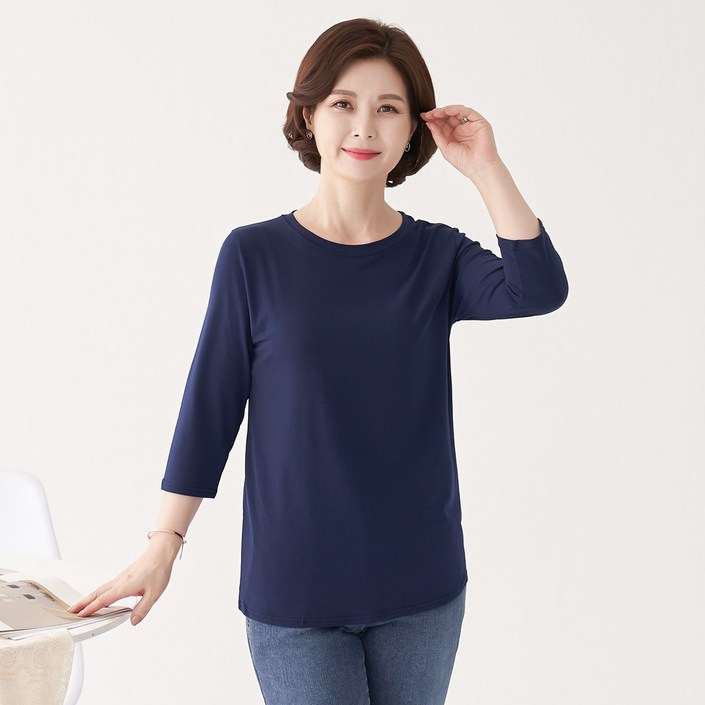 엄마옷 마담4060 라운드넥7부티셔츠TE204012