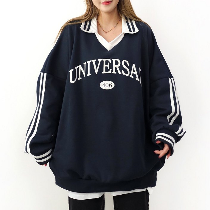 5XL, 3COLOR 유니버셜 카라 맨투맨 기모 ver. 5599까지 오버사이즈 루즈핏 남여공용 홈웨어 박스맨투맨