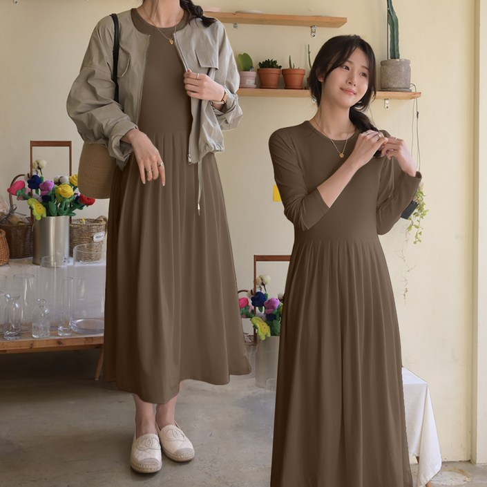 데일리앤 프로아 주름 롱 원피스 홈드레스