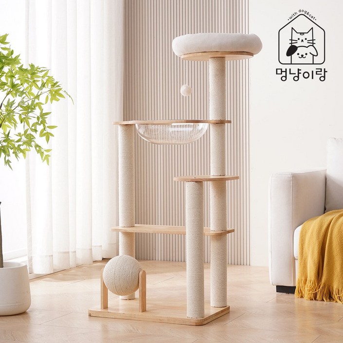 멍냥이랑 원목 대형 4단 클라우드업 캣타워, 1개, 단일색상