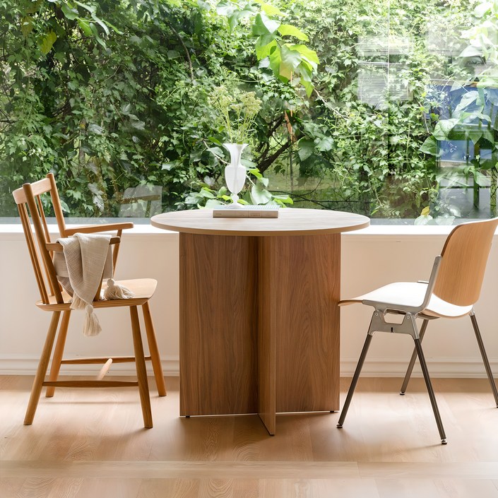 우드레이 홈카페 원형 식탁 테이블 800, 오크