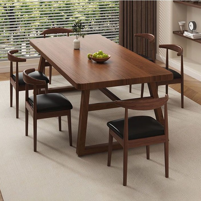 4/6인용 빈티지 직사각형 식탁 테이블 카페 의자 세트, B