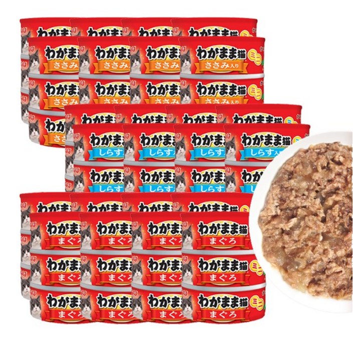 이나바 와가마마 네코 미니 고양이 참치캔, 72개, 60g, 콤보