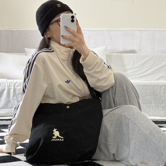 캉골 KANGOL 에코백 남여공용 숄더백 크로스백 에센셜 데일리 가방 블랙