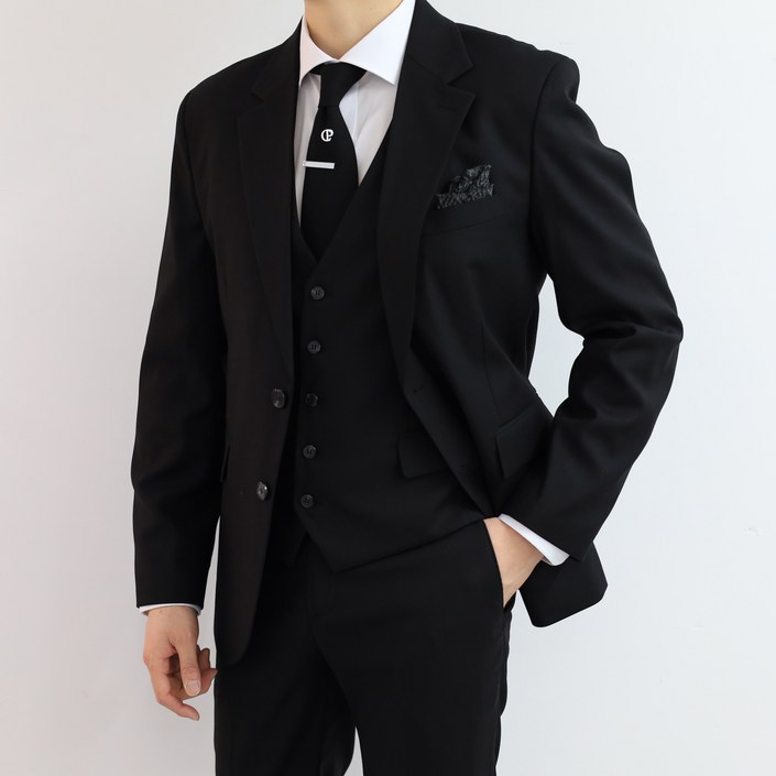 빅사이즈 남성 3피스 정장 세트 110130 슬림핏 베스트 포함 결혼식 면접 수트