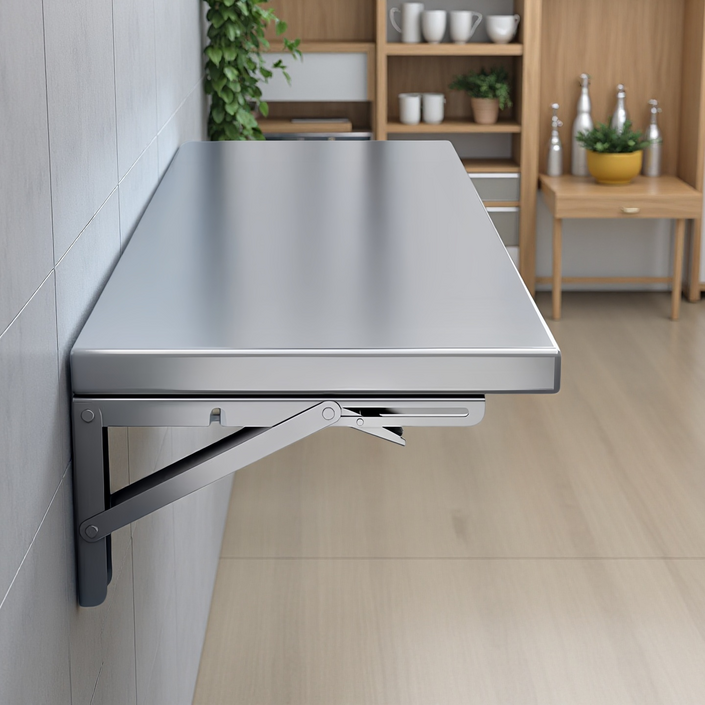 접이식 스텐 테이블 벽걸이테이블 접이식식탁 확장형 공간활용 다용도 책상, 그레이, 1단