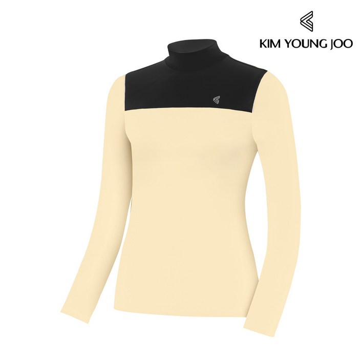 김영주 여성 배색 반폴라 하프 긴팔 티셔츠