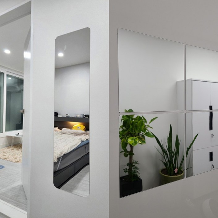 대형 모칸도 아크릴 거울 80X120cm 모서리 직각형 접착식 DIY거울 두께 2mm 재단가능