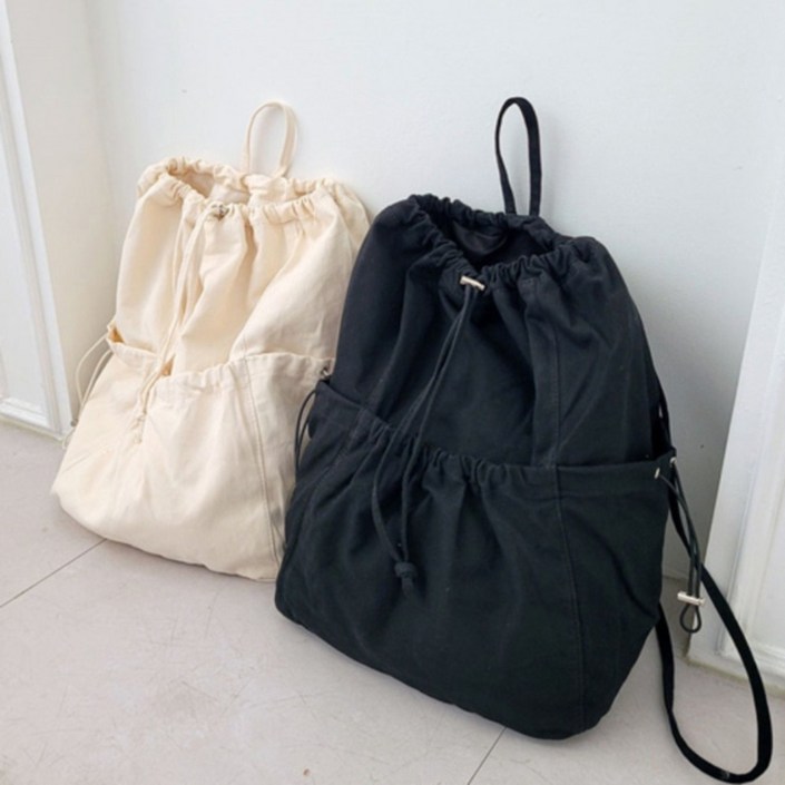 가벼운팩백가방 여행가방 캐쥬얼  데일리 학생가방 빈티지포켓스트링빅백팩