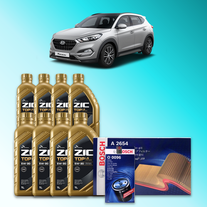올 뉴 투싼 (TL) 2.0 디젤 엔진오일세트 SK 지크 탑 LS 5W30 (ZIC TOP LS)