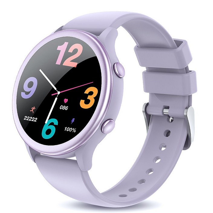 Luxeed 통화가능 스마트워치 1.27인치 원형 대화면 한국어 지원 운동 추적 밴드, 블루투스, 42mm, Lavender