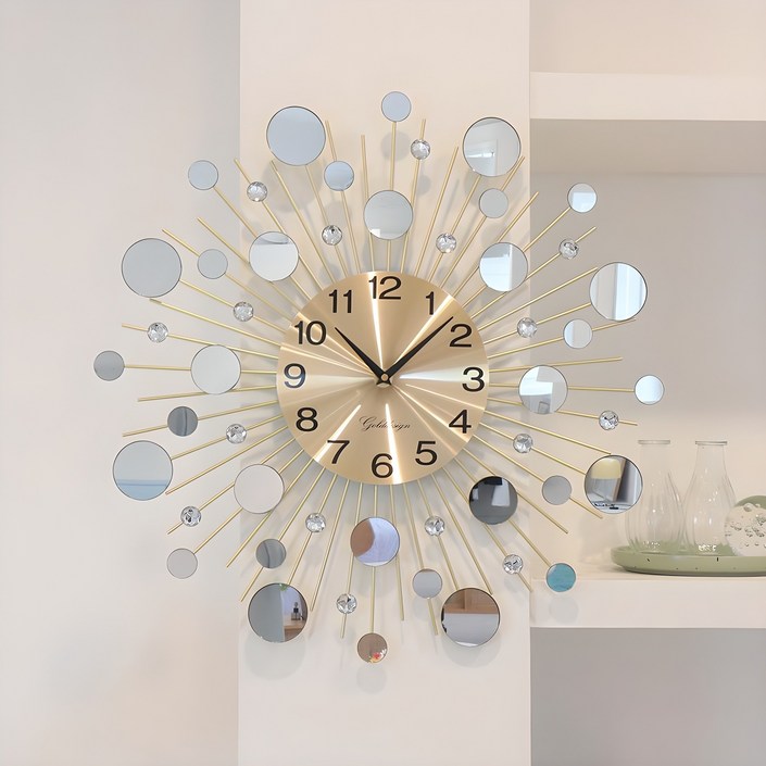 골드디자인 골드 무소음 철제 벽시계 인테리어 사무실 거실 벽걸이 홈데코, 무소음 벽시계