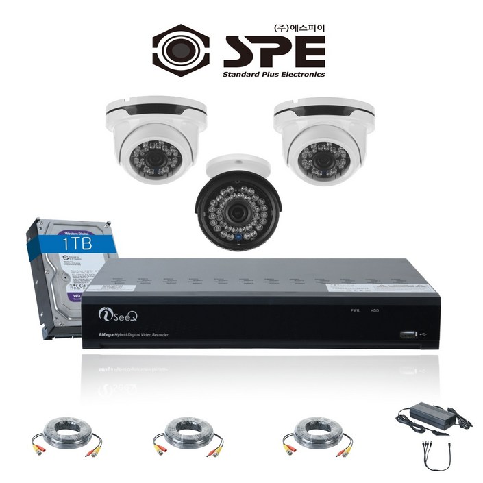 4채널 500만화소 고급 국산 CCTV 풀세트 1TB 포함 /녹화기 800만화소 무료 업그레이드, 1개