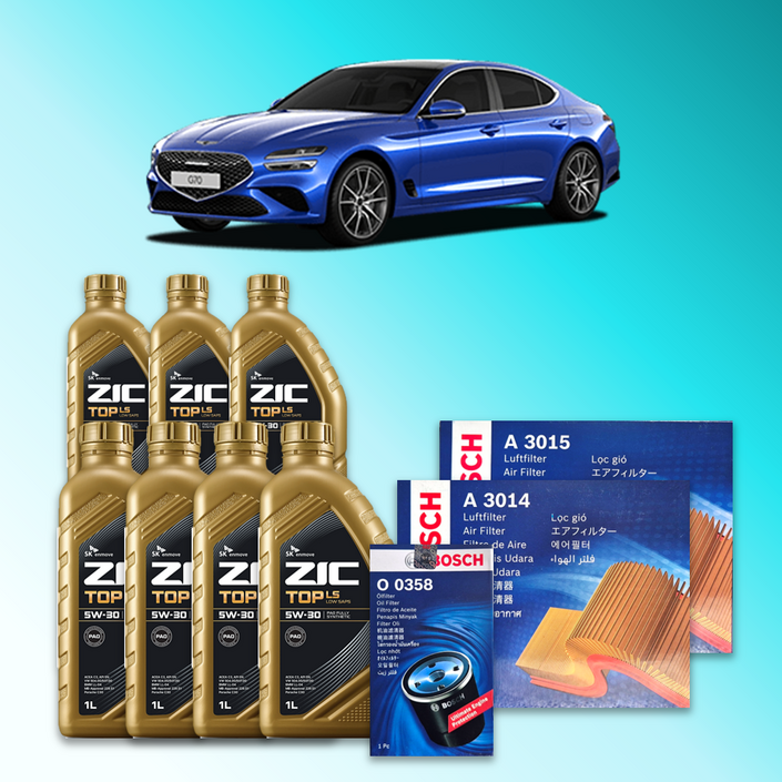 더 뉴 G70 IK 3.3터보 가솔린 엔진오일세트 SK 지크 탑 LS 5W30 ZIC TOP LS